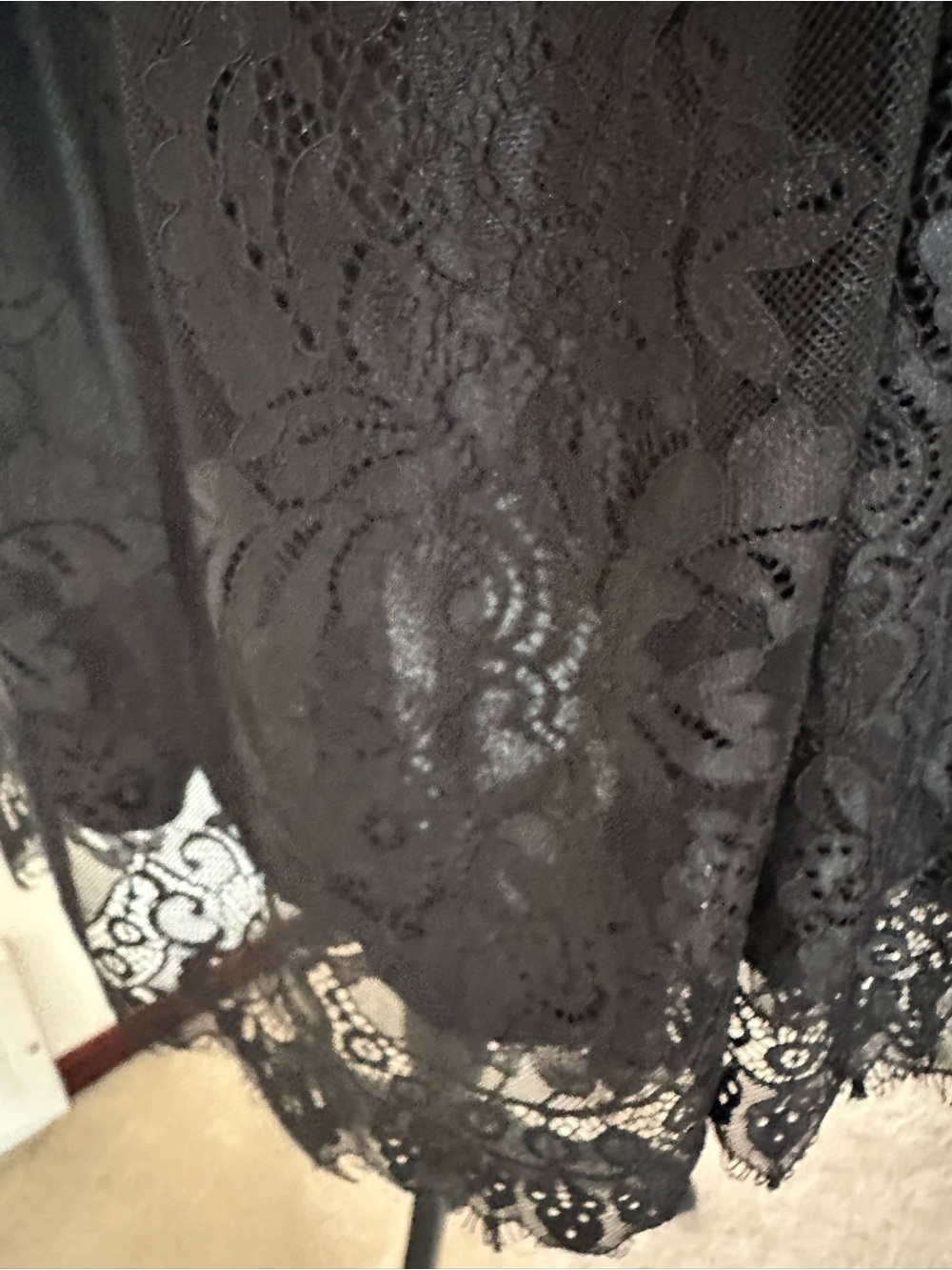 SHEIN Curve Black Lace Witchy Goth Rose Embroidered Dress Long Sleeve Coquette - Picture 5 of 14